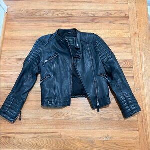 Zara Black Quilted Leather Biker Jacket